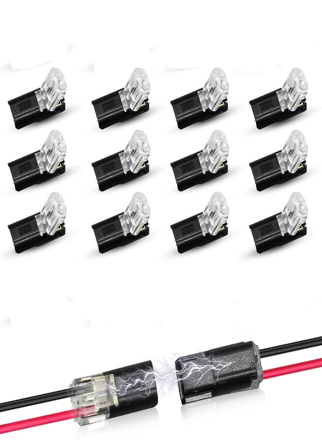 DROPOSALE 2 Pin 2 Way Universal Compact No-Wire-Stripping Toolless Spring Wire Connectors, Quick Splice Universal Wire Wiring Connector Black Color Pack Of 12 (Modern) - Image 1